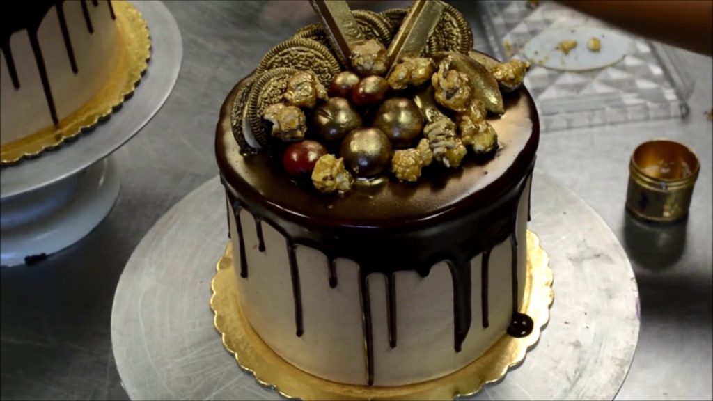 Chocolate Ganache & Gold Accent Cake